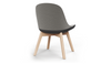 Bloom Beech Wood Office Chair by Quell Design – a modern Scandinavian-style chair with a smooth contoured seat upholstered in linen velvet and eco-friendly synthetic leather detailing. Featuring natural beech wood legs that provide strength and stability, this elegant and ergonomic chair combines minimalist design with lasting comfort. Perfect for collaborative workspaces, dining areas, and contemporary interiors seeking timeless simplicity and sustainability.