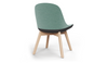 Bloom Beech Wood Office Chair by Quell Design – a modern Scandinavian-style chair with a smooth contoured seat upholstered in linen velvet and eco-friendly synthetic leather detailing. Featuring natural beech wood legs that provide strength and stability, this elegant and ergonomic chair combines minimalist design with lasting comfort. Perfect for collaborative workspaces, dining areas, and contemporary interiors seeking timeless simplicity and sustainability.