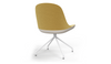 Bloom Scandinavian Inspired Office Chair by Quell Design – a modern Scandinavian-style chair with a contoured seat in linen velvet and eco-friendly synthetic leather, supported by Eiffel-style powder-coated aluminium legs. Elegant, ergonomic, and ideal for workspaces or leisure areas, embracing timeless simplicity and sustainable design.