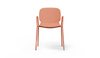 Aarhus Bistro Arm Chair by Quell Design – a modern Scandinavian-style chair in coral with an ergonomic moulded polypropylene seat and integrated curved armrests. Supported by slim black powder-coated steel legs, this elegant and durable chair is ideal for collaborative offices, cafés, and contemporary dining spaces, blending comfort, functionality, and minimalist design.