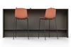 Skanfor Collaborative Breakfast Bar, front view showing the bar stools, ebony wood external, mocha brown internal, double-sided bar.