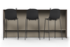Skanfor Collaborative Breakfast Bar, front view showing the bar stools, ebony wood external, warm grey internal, single-sided.
