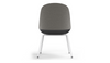 Bloom ergonomic office chair by Quell Design — light grey / black upholstered contoured seat with linen-velvet and eco PU panels, mounted on slender black steel legs with subtle wraparound support structure. Elegant and sculptural, the chair adds refined comfort and modern design to contemporary interiors.