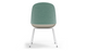 Bloom ergonomic office chair by Quell Design — pastel aqua upholstered contoured seat with linen-velvet and eco PU panels, mounted on slender black steel legs with subtle wraparound support structure. Elegant and sculptural, the chair adds refined comfort and modern design to contemporary interiors.
