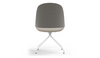 Bloom Scandinavian Inspired Office Chair by Quell Design – a modern Scandinavian-style chair with a contoured seat in linen velvet and eco-friendly synthetic leather, supported by Eiffel-style powder-coated aluminium legs. Elegant, ergonomic, and ideal for workspaces or leisure areas, embracing timeless simplicity and sustainable design.