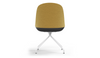 Bloom Scandinavian Inspired Office Chair by Quell Design – a modern Scandinavian-style chair with a contoured seat in linen velvet and eco-friendly synthetic leather, supported by Eiffel-style powder-coated aluminium legs. Elegant, ergonomic, and ideal for workspaces or leisure areas, embracing timeless simplicity and sustainable design.