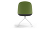 Bloom Scandinavian Inspired Office Chair by Quell Design – a modern Scandinavian-style chair with a contoured seat in linen velvet and eco-friendly synthetic leather, supported by Eiffel-style powder-coated aluminium legs. Elegant, ergonomic, and ideal for workspaces or leisure areas, embracing timeless simplicity and sustainable design.