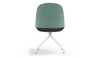 Bloom Scandinavian Inspired Office Chair by Quell Design – a modern Scandinavian-style chair with a contoured seat in linen velvet and eco-friendly synthetic leather, supported by Eiffel-style powder-coated aluminium legs. Elegant, ergonomic, and ideal for workspaces or leisure areas, embracing timeless simplicity and sustainable design.