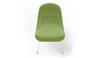 Bloom ergonomic office chair by Quell Design — green / black upholstered contoured seat with linen-velvet and eco PU panels, mounted on slender black steel legs with subtle wraparound support structure. Elegant and sculptural, the chair adds refined comfort and modern design to contemporary interiors.
