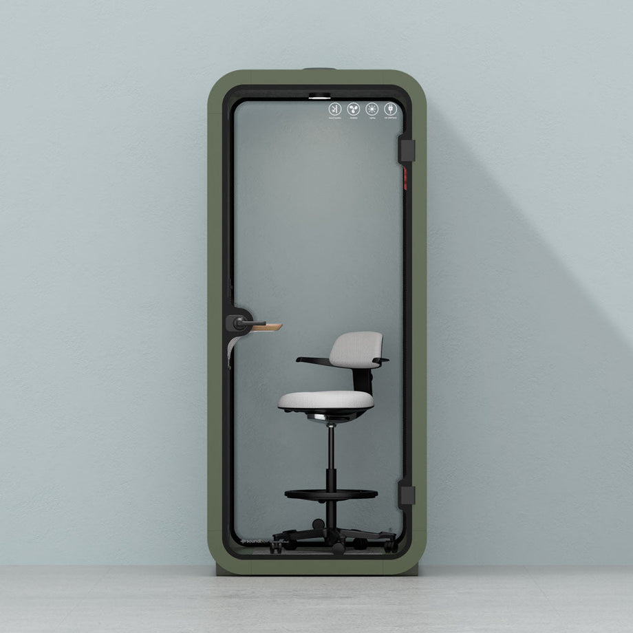 Office Pod Quell Acustico Green / Upgraded Device Shelf / Dark Grey