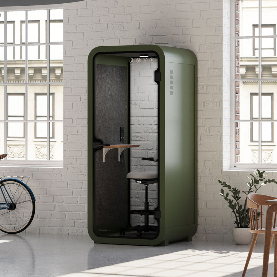 Office Pod Quell Acustico Green / Upgraded Device Shelf / Dark Grey