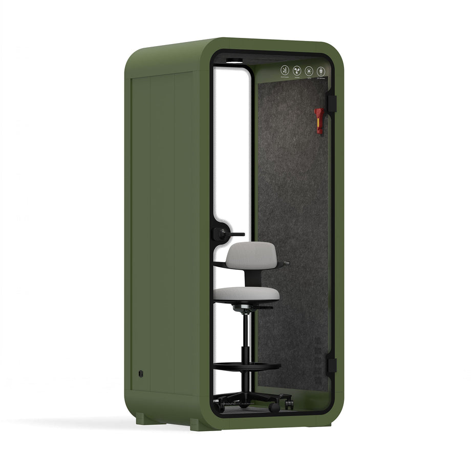 Office Pod Quell Acustico Green / Upgraded Device Shelf / Dark Grey
