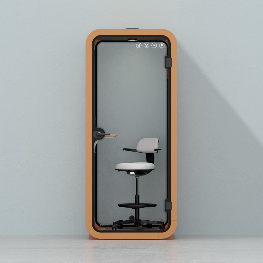 Office Pod Quell Acustico Orange / Upgraded Device Shelf / Dark Grey
