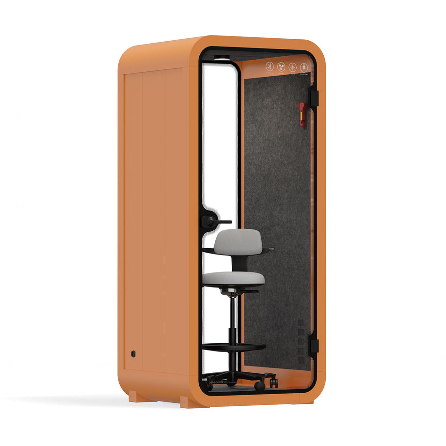 Office Pod Quell Acustico Orange / Upgraded Device Shelf / Dark Grey