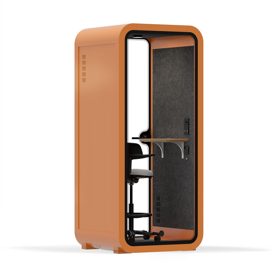 Office Pod Quell Acustico Orange / Upgraded Device Shelf / Dark Grey