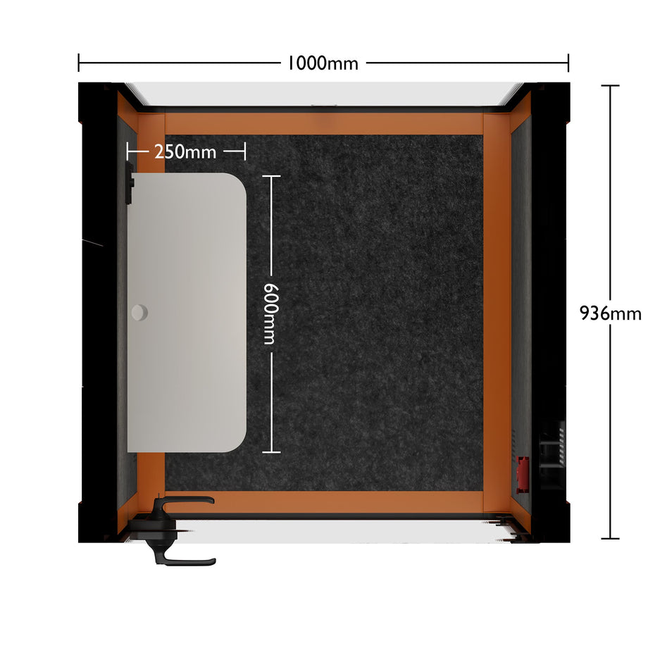 Office Pod Quell Akustyczny Orange / No Furniture | Upgraded Device Shelf / Dark Grey