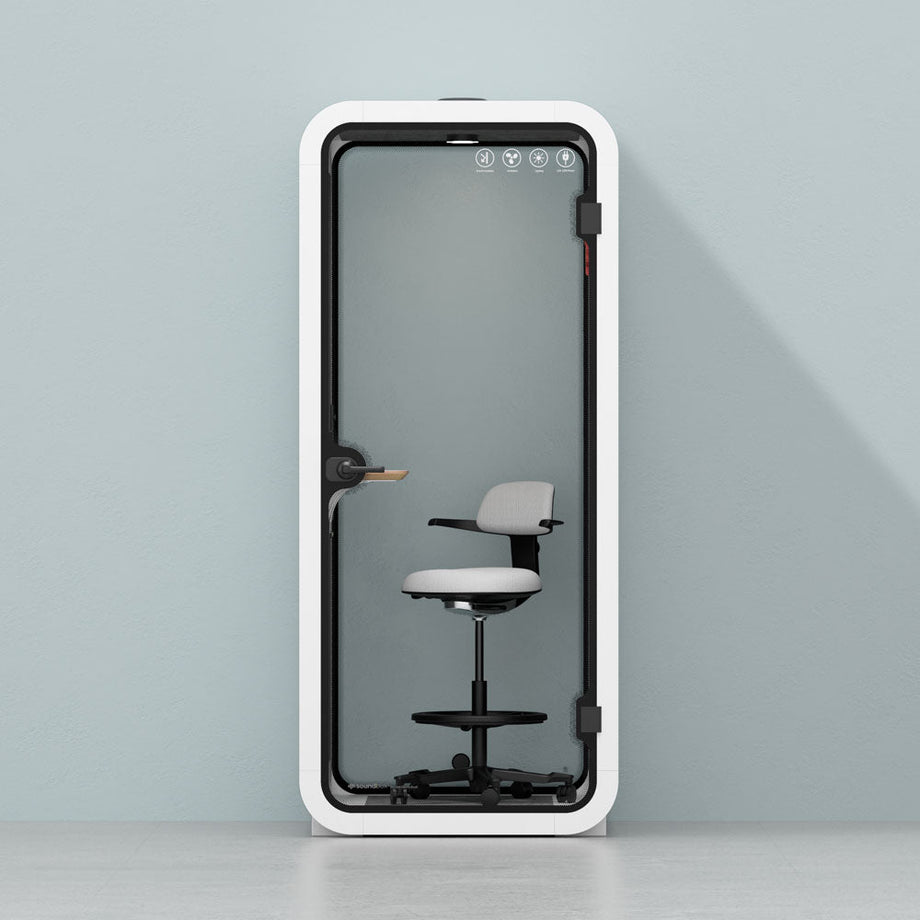 Office Pod Quell Acustico White / Upgraded Device Shelf / Dark Grey