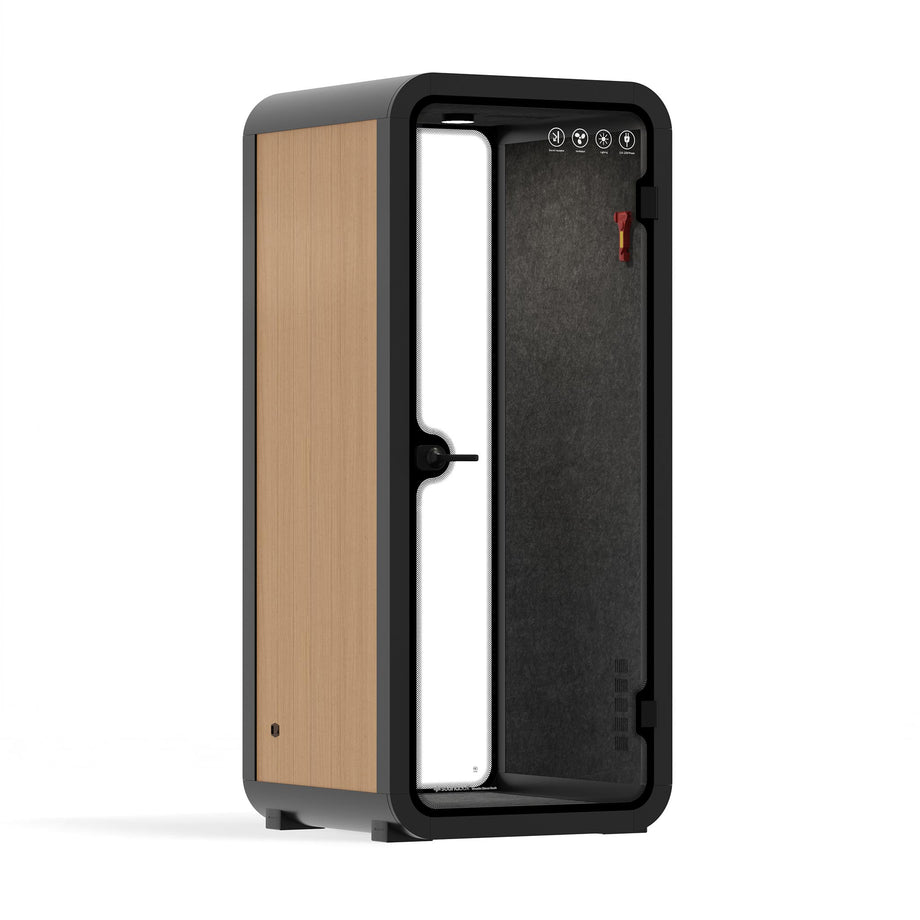 Office Pod Quell Akustyczny Wooden / No Furniture | Upgraded Device Shelf / Dark Grey