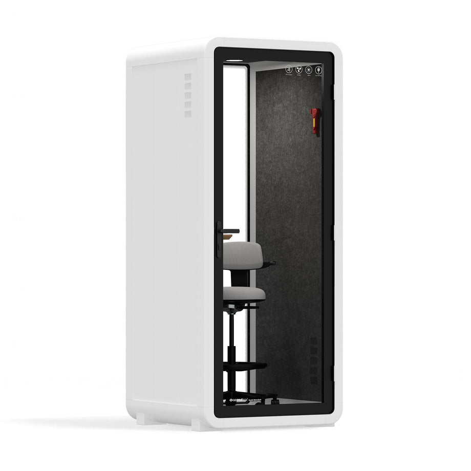 Office Pod Quell+ AcousticWhite / Upgraded Device Shelf / Dark Grey