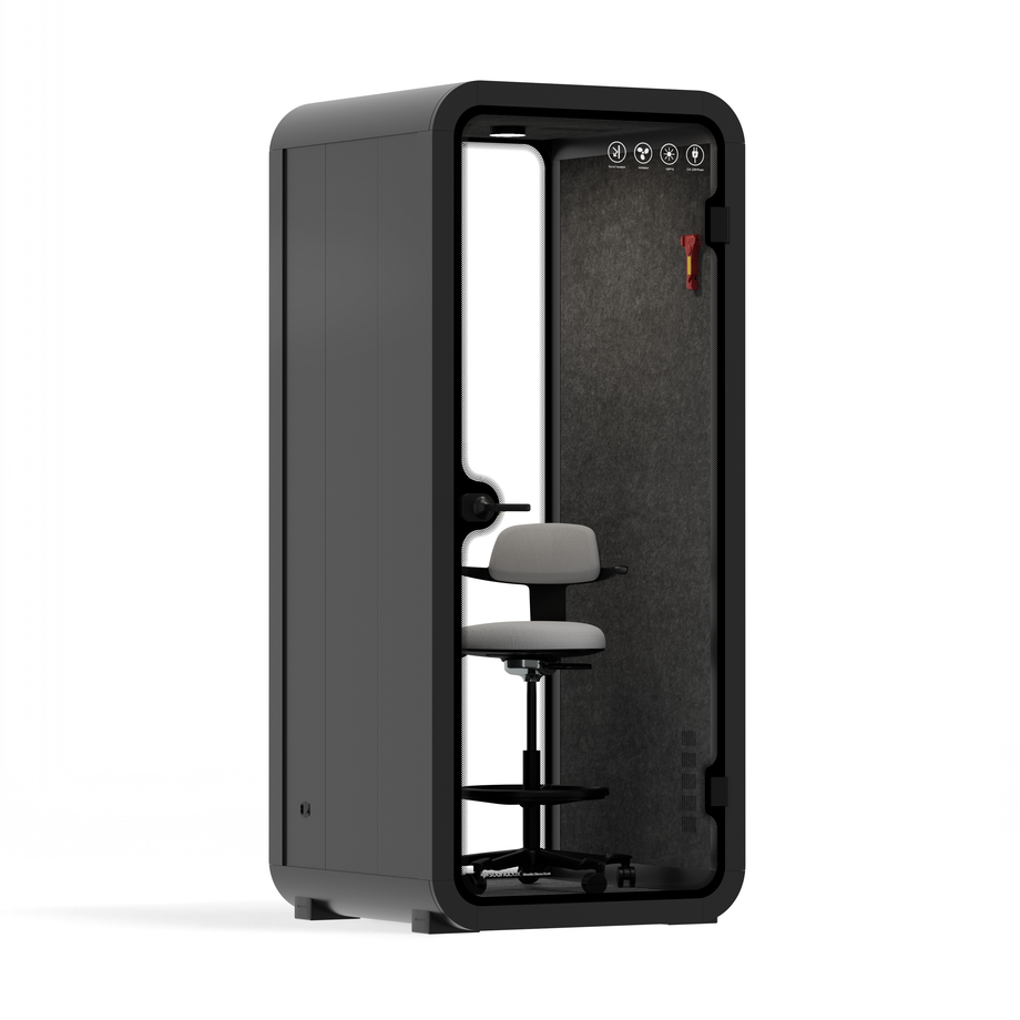 Office Pod Quell AcousticCharcoal / Upgraded Device Shelf / Dark Grey