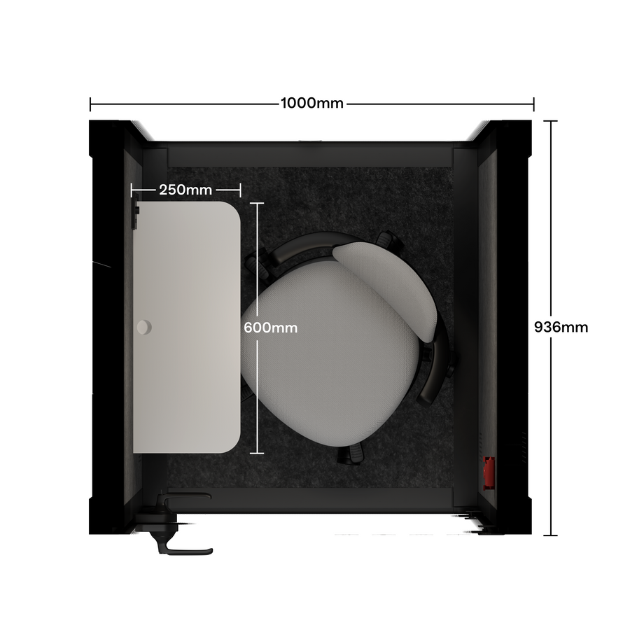 Office Pod Quell AcousticCharcoal / Upgraded Device Shelf / Dark Grey