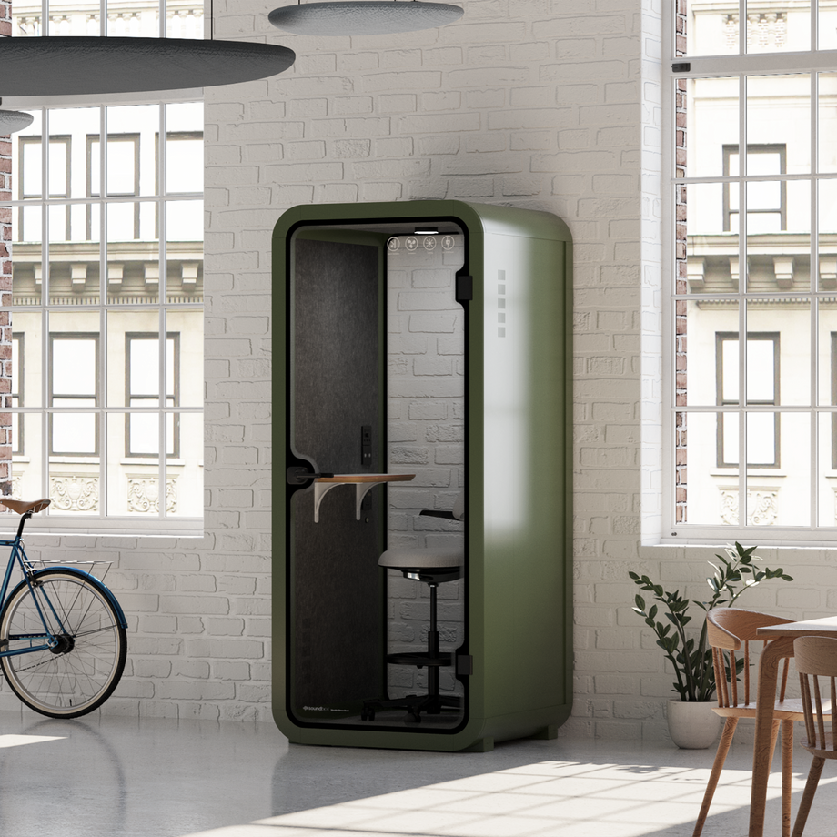 Office Pod Quell AcousticGreen / Upgraded Device Shelf / Dark Grey