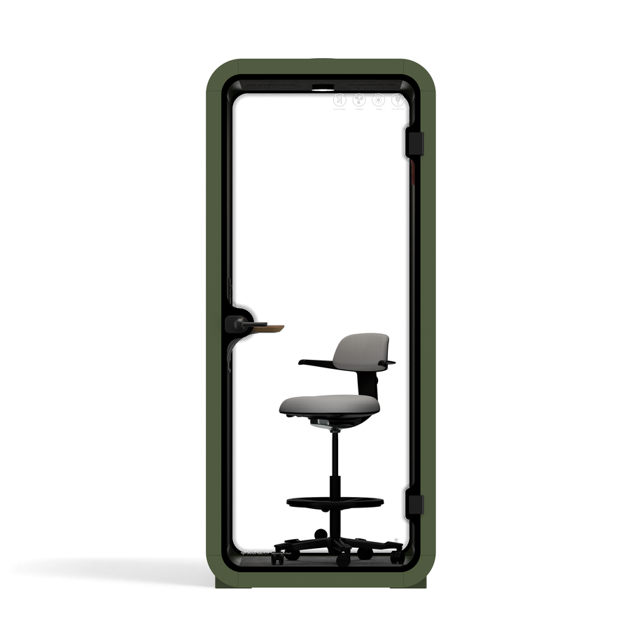 Office Pod Quell AcousticGreen / Upgraded Device Shelf / Dark Grey