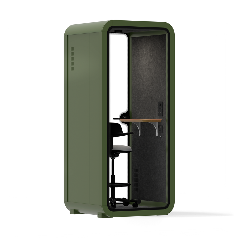 Office Pod Quell AcousticGreen / Upgraded Device Shelf / Dark Grey