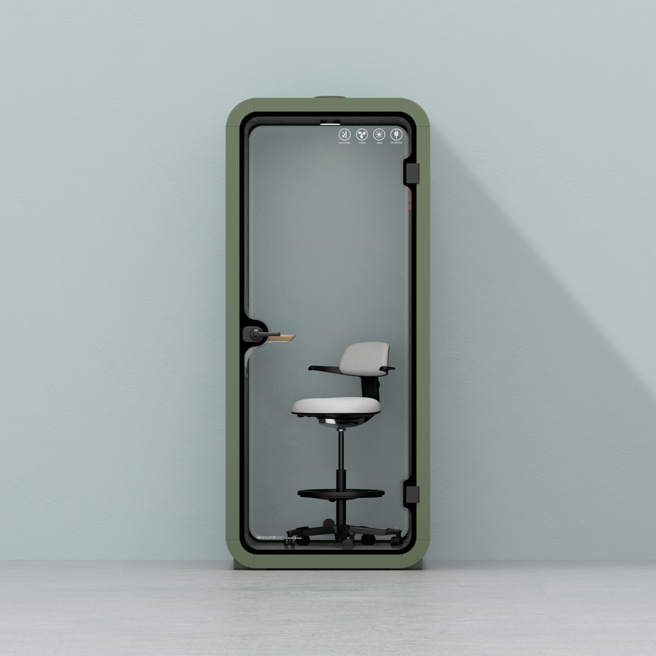 Office Pod Quell AcousticGreen / Upgraded Device Shelf / Dark Grey