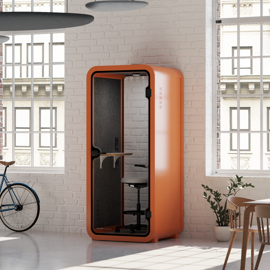 Office Pod Quell AcousticOrange / Upgraded Device Shelf / Dark Grey