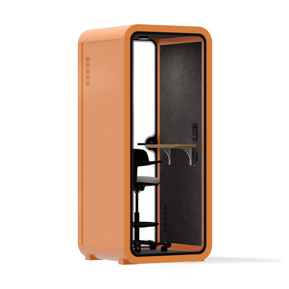 Office Pod Quell AcousticOrange / Upgraded Device Shelf / Dark Grey