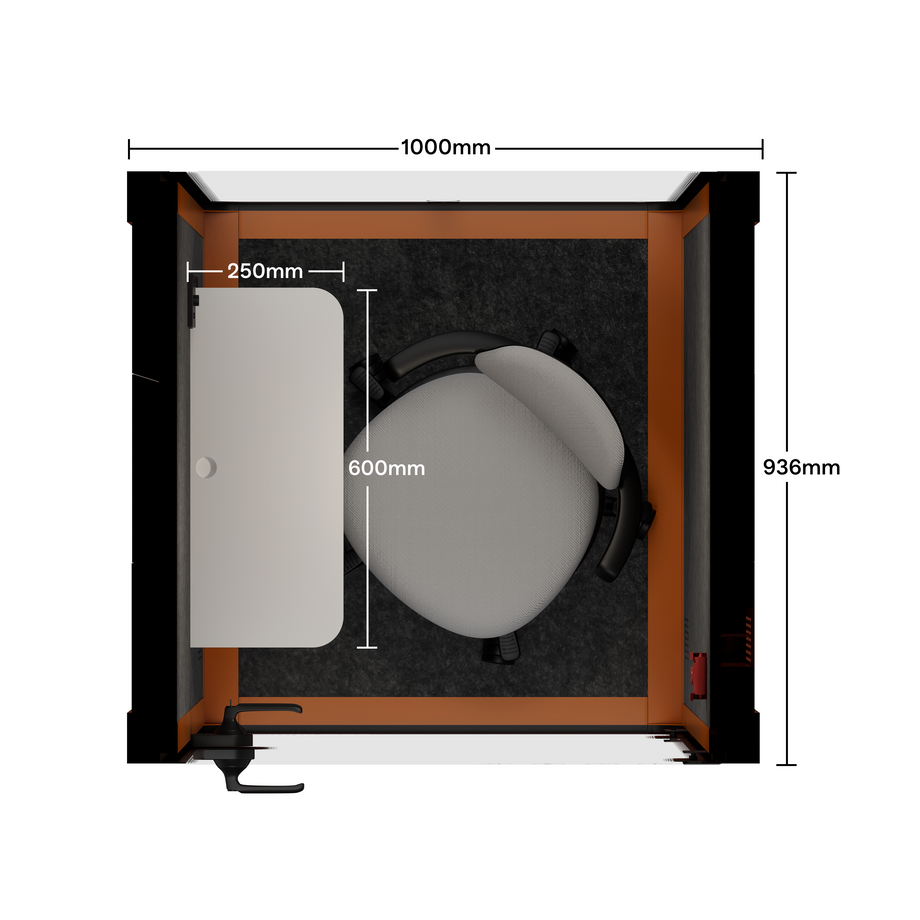 Office Pod Quell AcousticOrange / Upgraded Device Shelf / Dark Grey