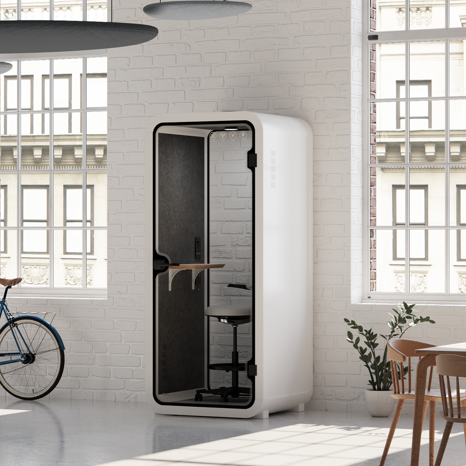 Office Pod Quell AcousticWhite / Upgraded Device Shelf / Dark Grey