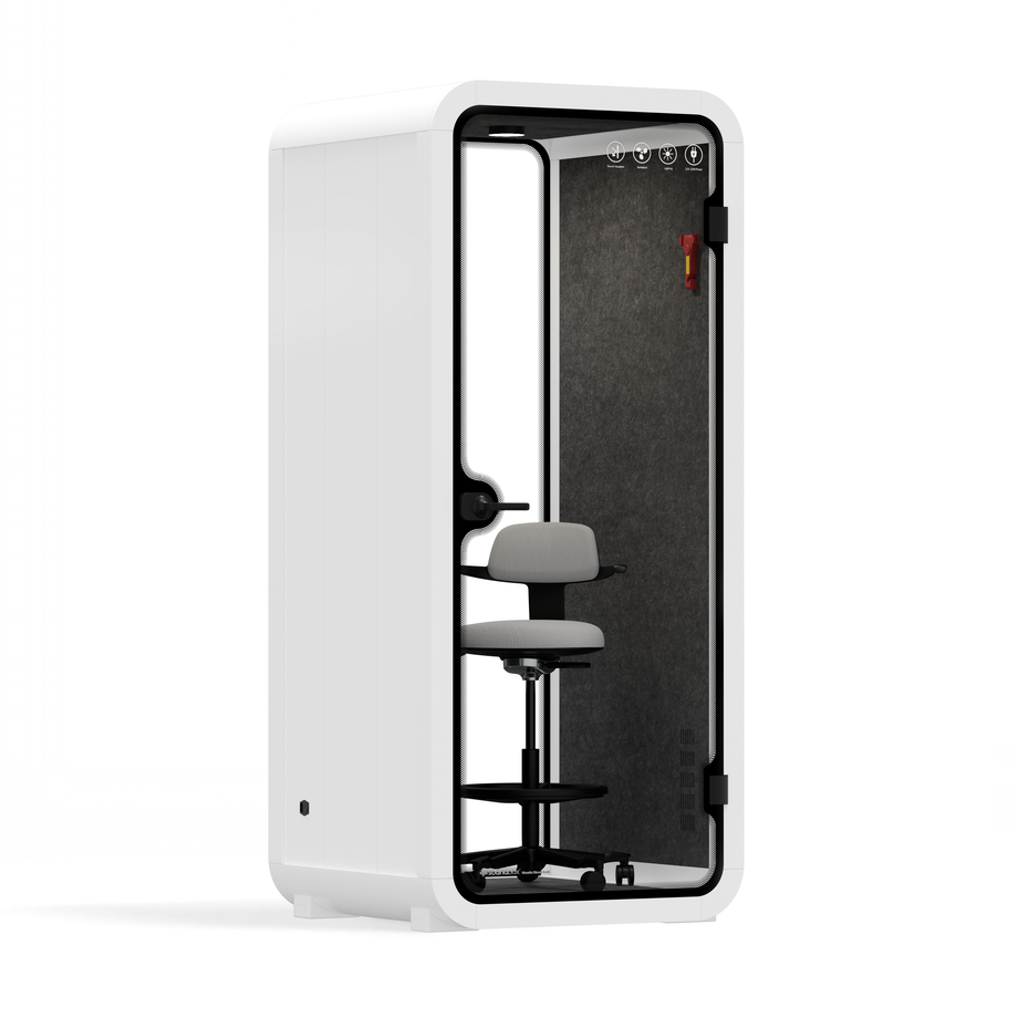 Office Pod Quell AcousticWhite / Upgraded Device Shelf / Dark Grey