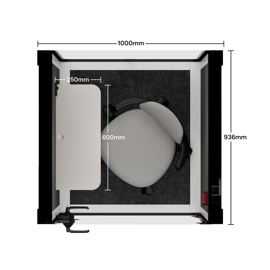 Office Pod Quell AcousticWhite / Upgraded Device Shelf / Dark Grey