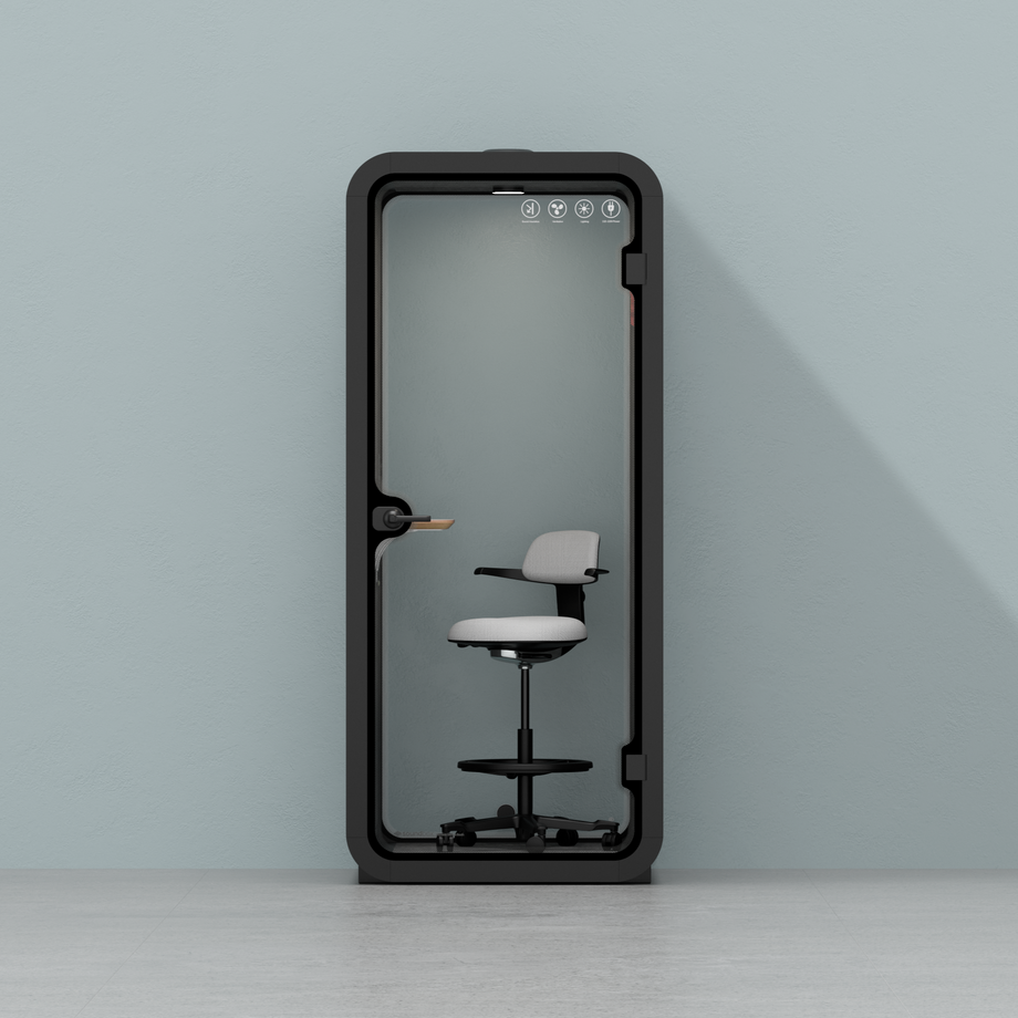 Office Pod Quell AcousticWooden / Upgraded Device Shelf / Dark Grey