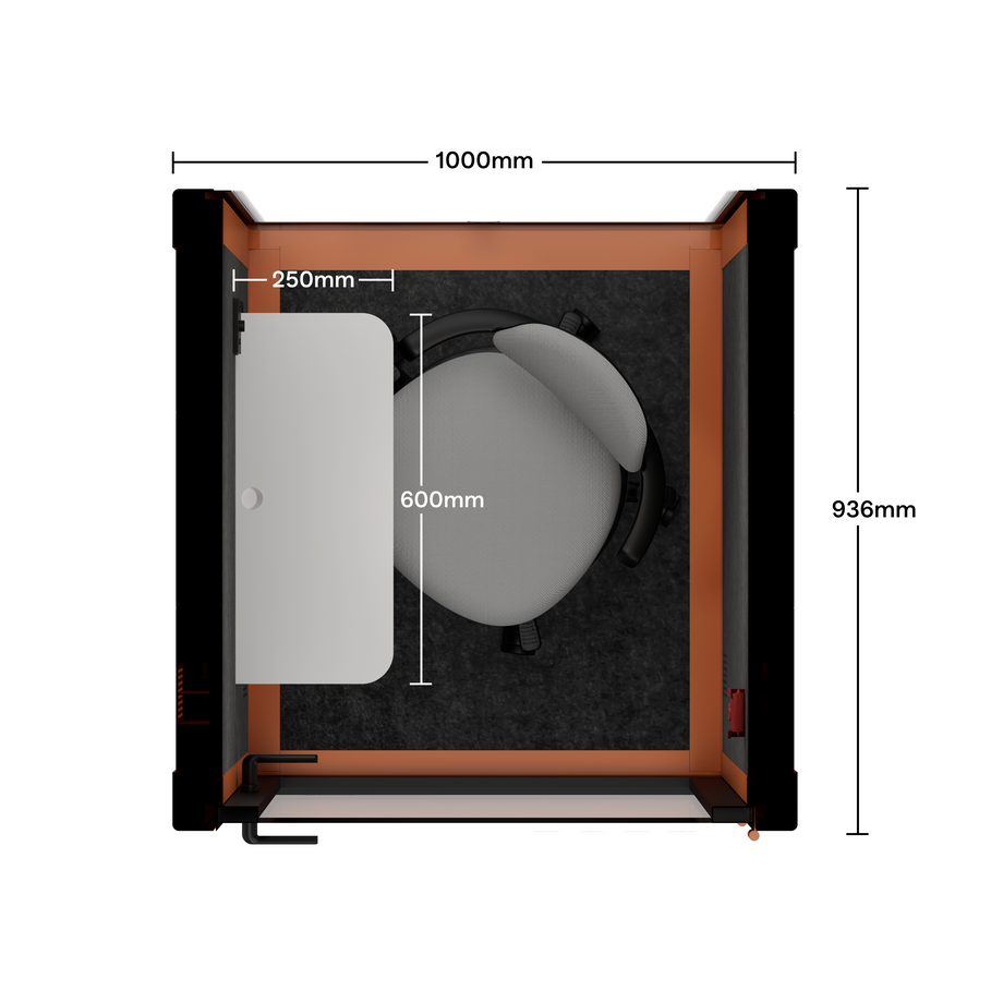 Office Pod Quell FlexOrange / Dark Grey / With Furniture