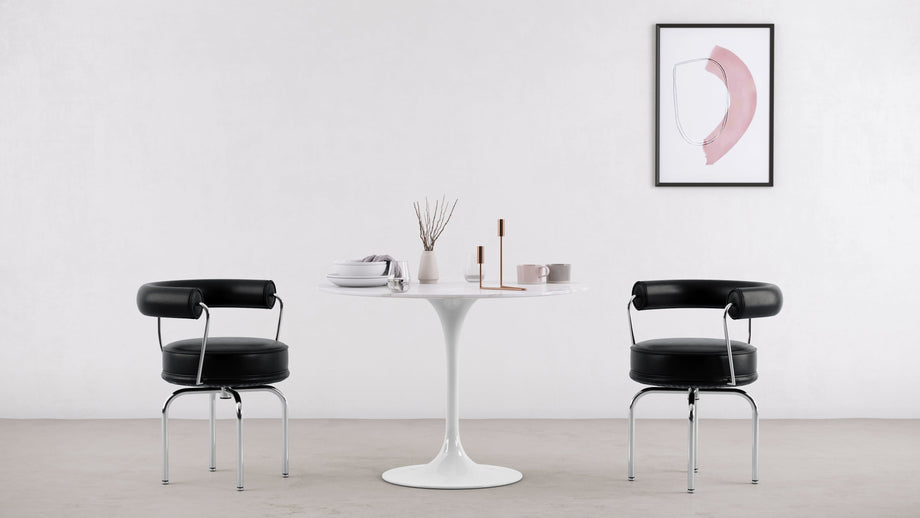 CorbusierCorbusier - Corbusier Swivel Chair, Midnight Black Premium Leather