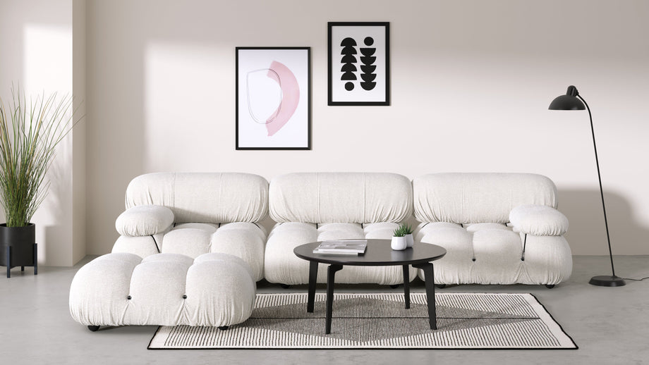 Bellini OttomanWhite Boucle