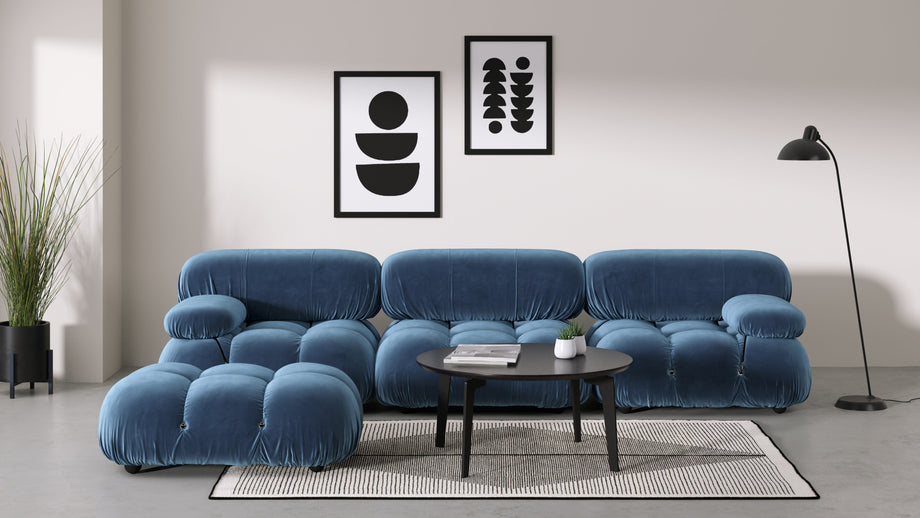 Bellini OttomanAegean Blue Velvet