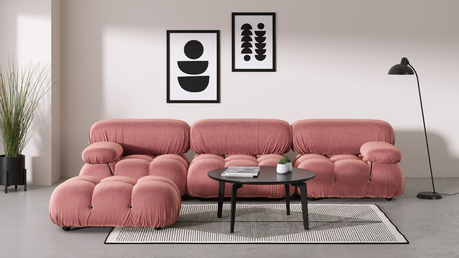 Bellini OttomanBlush Pink Velvet