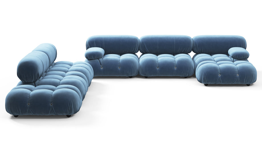 Seccional grande BelliniAegean Blue Velvet