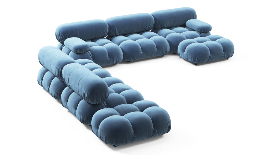 Seccional grande BelliniAegean Blue Velvet