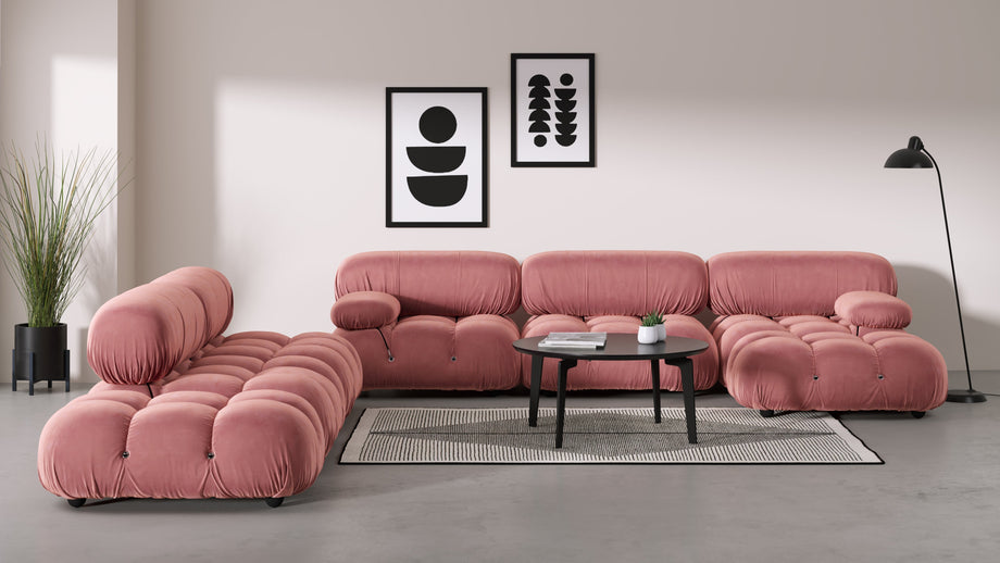 Seccional grande BelliniBlush Pink Velvet