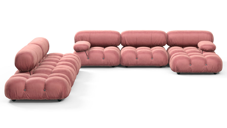 Seccional grande BelliniBlush Pink Velvet
