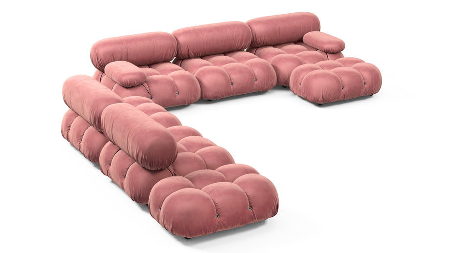 Seccional grande BelliniBlush Pink Velvet