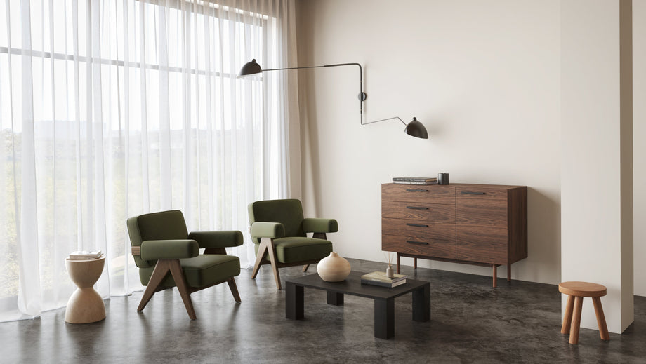 Sillón JeanneretOlive Green Velvet