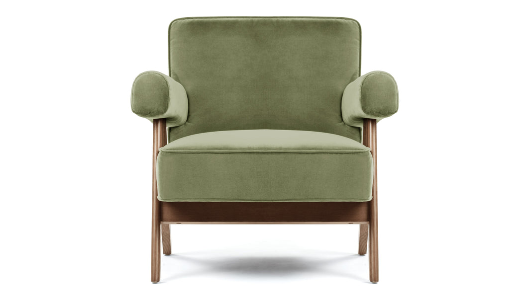 Sillón JeanneretOlive Green Velvet