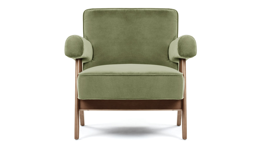Sillón JeanneretOlive Green Velvet