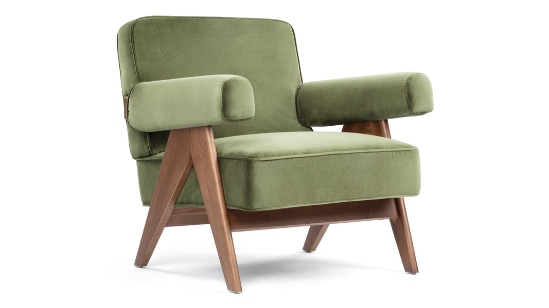 Sillón JeanneretOlive Green Velvet